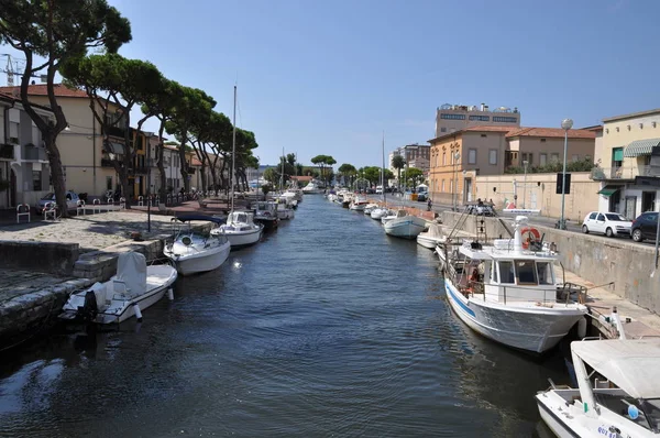 Canale Porto Viareggio Italia Costa Toscana Barca Barche Acqua Acque — Foto Stock