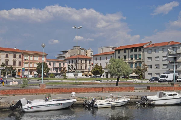 Kanaal Haven Viareggio Italië Kust Toscane Boot Boten Water Water — Stockfoto