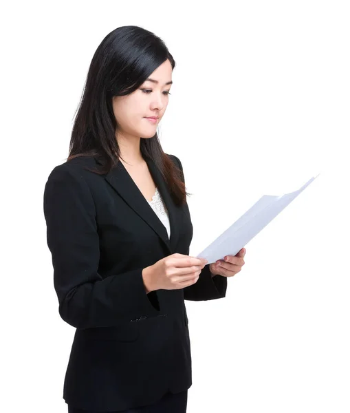 Business Woman Look Paper Work — Stock Photo, Image