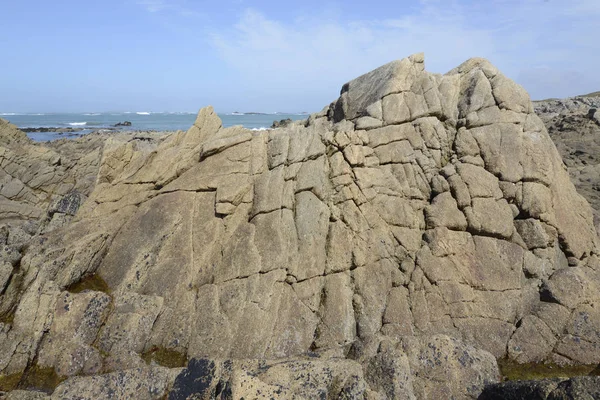 Cote Sauvage Quiberon Brittany Γαλλία Ακτή Ακτή Βράχια Τραχύ Κύμα — Φωτογραφία Αρχείου