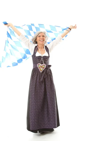 Old Woman Dirndl Flag — Stock Photo, Image