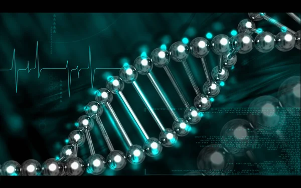 Структура Днк Цифрової Ілюстрації Кольоровому Фоні — стокове фото