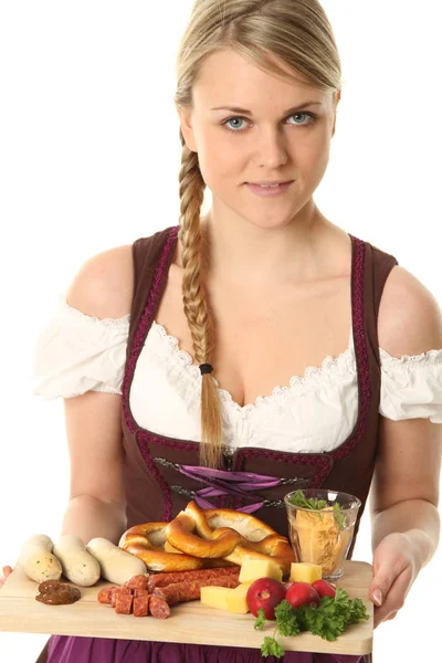 Vrouw Vuil Met Traditioneel Eten — Stockfoto
