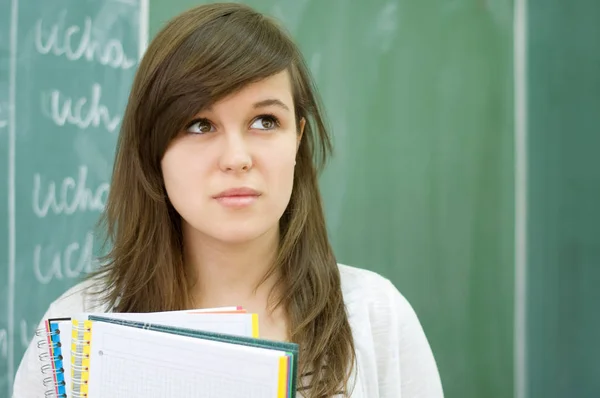 Estudante Menina Bonita Dentro Casa — Fotografia de Stock