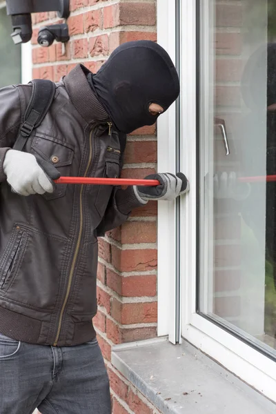 Burglar Uniforme Negro Con Cortafuegos — Foto de Stock