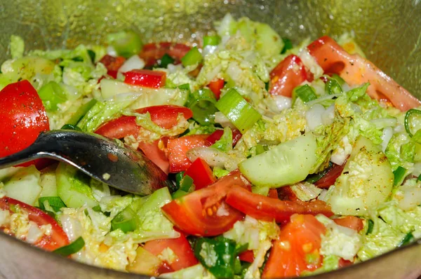 Close Uitzicht Verse Smakelijke Salade — Stockfoto