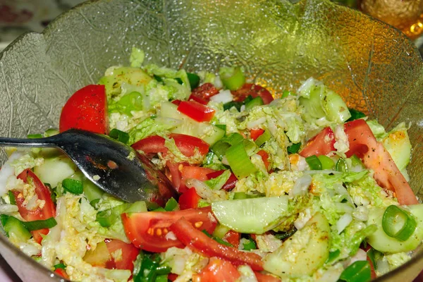 Vista Close Salada Saborosa Fresca — Fotografia de Stock
