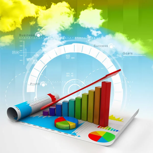 Diagramm Und Diagramm Für Das Wirtschaftswachstum — Stockfoto