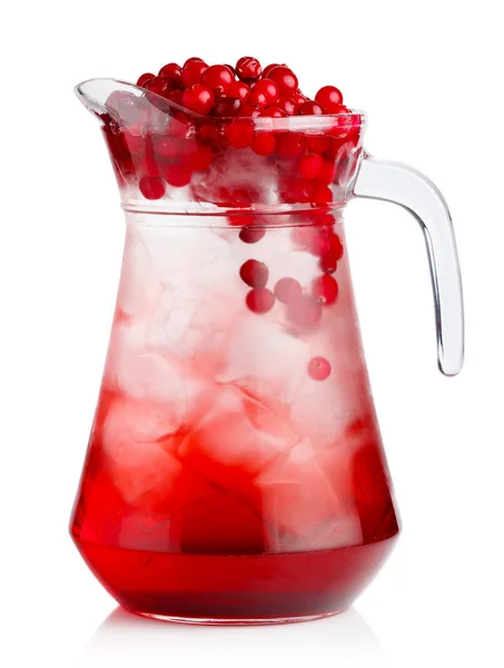 Full Jug Fresh Cranberries Nonalcoholic Cocktail Berries Isolated — Stock Photo, Image