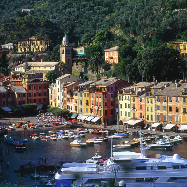 Porto Com Barcos Iates Portofino Italia — Fotografia de Stock