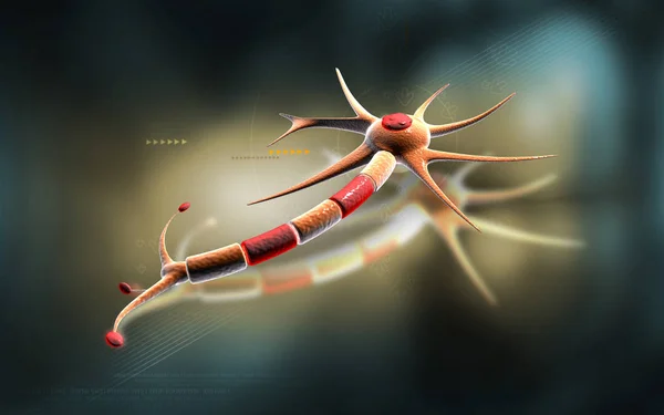 Ψηφιακή Απεικόνιση Του Νευρώνα Έγχρωμο Φόντο — Φωτογραφία Αρχείου