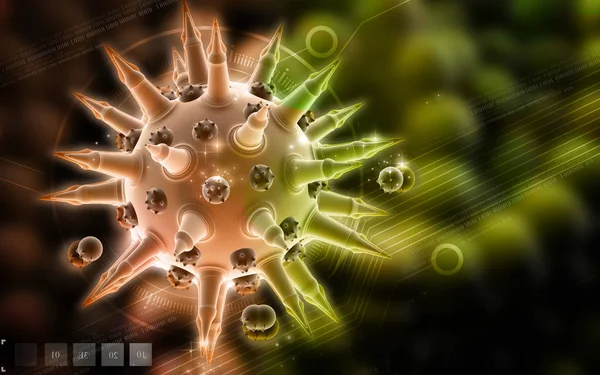 Digital Illustration Flu Virus Colour Background — Stock Photo, Image