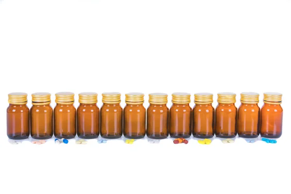 Botella Medicina Con Pastillas —  Fotos de Stock