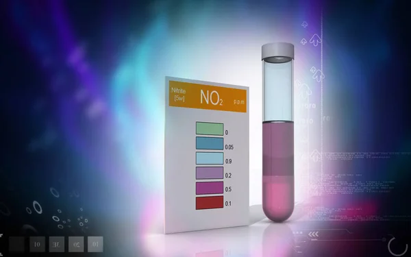 彩色背景下亚硝酸盐测试的数字图像 — 图库照片