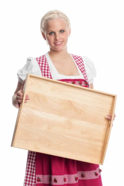 Girl Dirndl Holding Tray — Stock Photo, Image