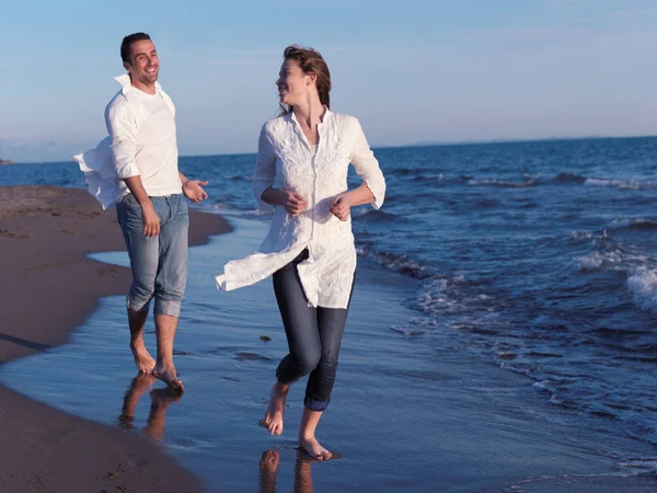 Gelukkig Jong Romantisch Paar Liefde Veel Plezier Mooi Strand Mooie — Stockfoto