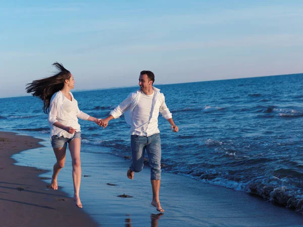 Gelukkig Jong Romantisch Paar Liefde Veel Plezier Mooi Strand Mooie — Stockfoto