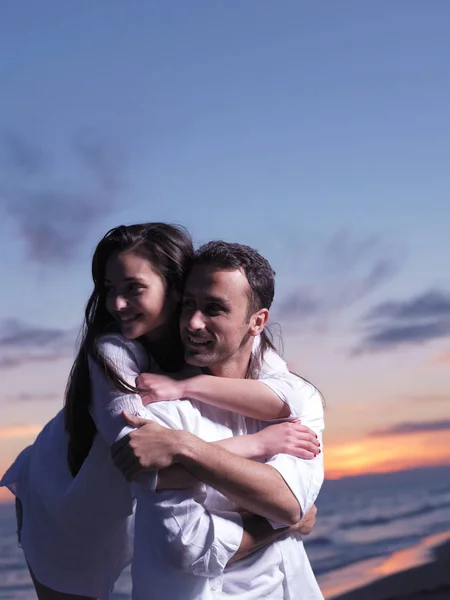 Gelukkig Jong Romantisch Paar Liefde Veel Plezier Mooi Strand Mooie — Stockfoto