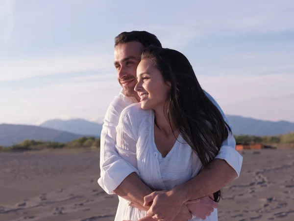 Gelukkig Jong Romantisch Paar Liefde Veel Plezier Mooi Strand Mooie — Stockfoto