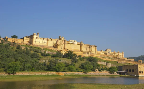 Forte Ambra Con Vista Sul Lago Maota Jaipur India — Foto Stock