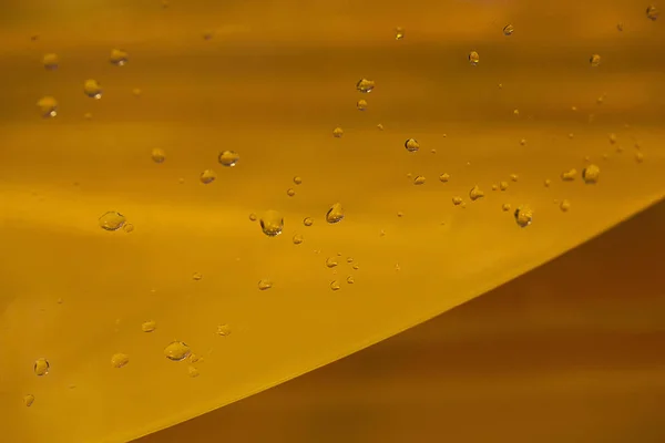 Gele Glasplaat Met Waterdruppels — Stockfoto
