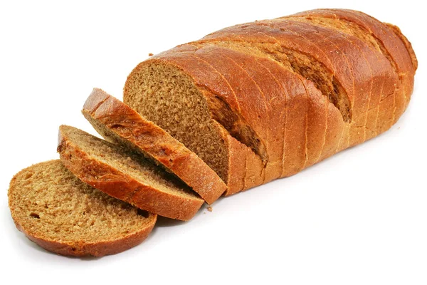 Ψωμί Ολικής Άλεσης Που Απομονώνεται Λευκό Φόντο — Φωτογραφία Αρχείου