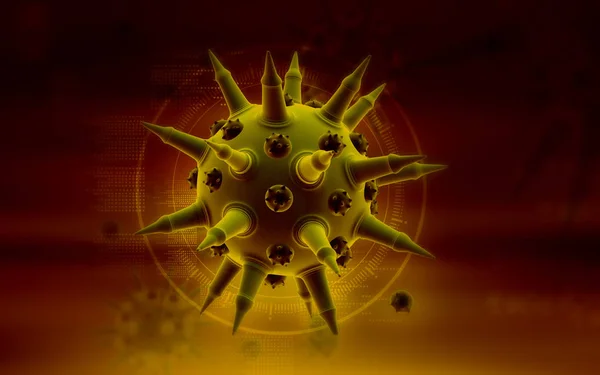 Illustrazione Digitale Del Virus Influenzale Sullo Sfondo Colori — Foto Stock