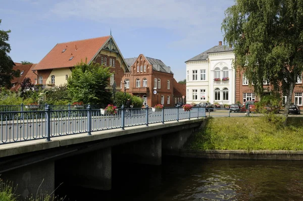 Híd Friedrichstadt Gracht Észak Fríz Schleswig Holstein Németország Brd Bach — Stock Fotó