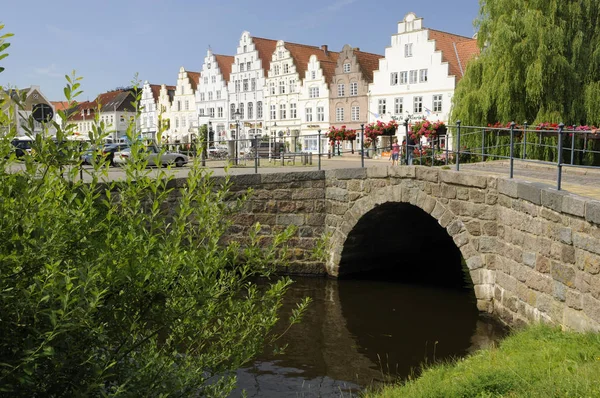 Stone Bridge Bridge Friedrichstadt Marktplatz Gracht Middle Burgundy North Frisland — Photo