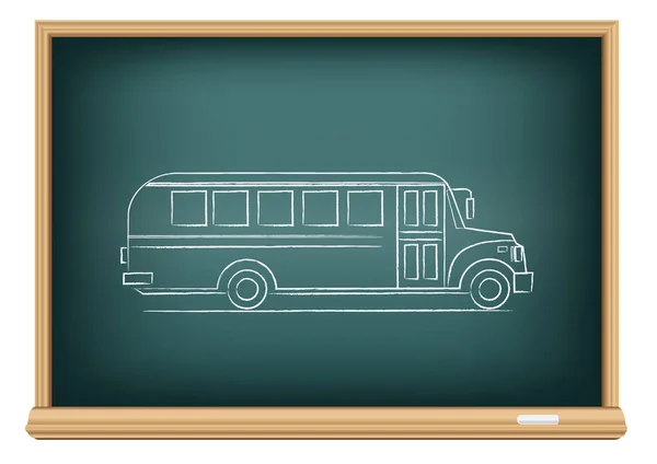 Quadro Negro Escola Giz Atraiu Ônibus Escolar Vista Lateral — Fotografia de Stock