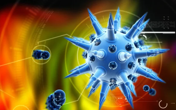 Illustrazione Digitale Del Virus Influenzale Sullo Sfondo Colori — Foto Stock