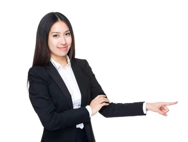 Business Woman Finger Point Aside — Stock Photo, Image