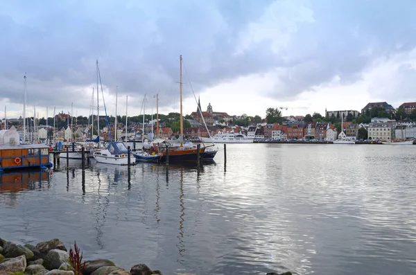 Flensburg Είναι Μια Πόλη Στην Άκρη Του Flensburg Fjord Στα — Φωτογραφία Αρχείου