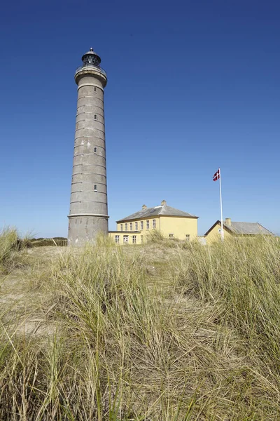 Farol Grenen Chamado Grey Tower Perto Skagen Dinamarca Jutland Norte — Fotografia de Stock