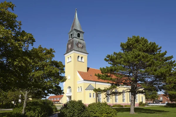 Kostel Skagen Dánsko Severní Jutsko Postaven Typickém Architektonickém Stylu Barvy — Stock fotografie