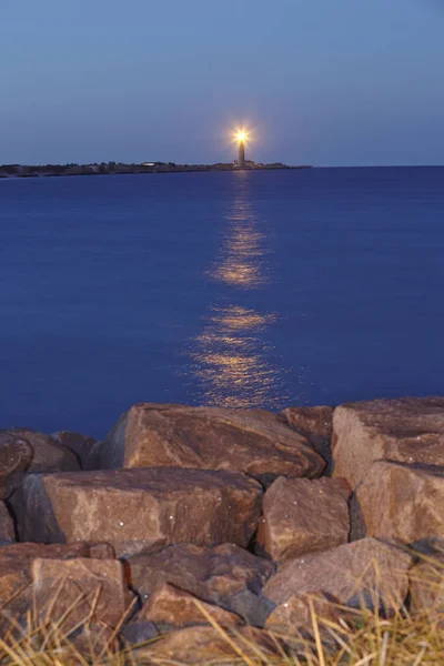 Faro Torre Griy Skagen Dinamarca Jutlandia Del Norte Brilla Por — Foto de Stock