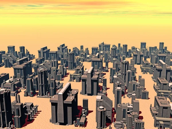 Çöldeki Büyük Şehir Bilgisayar Grafikleri — Stok fotoğraf