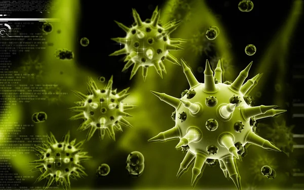 Illustrazione Digitale Del Virus Influenzale Sullo Sfondo Colori — Foto Stock