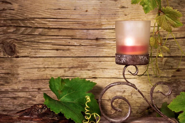 Kerzenständer Mit Weinblättern — Stockfoto
