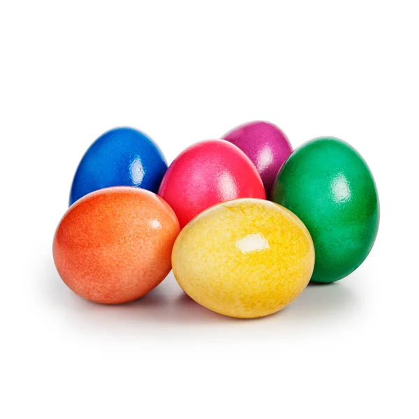 Красочные Крашеные Яйца Белом Фоне Путь Обрезки Включен — стоковое фото