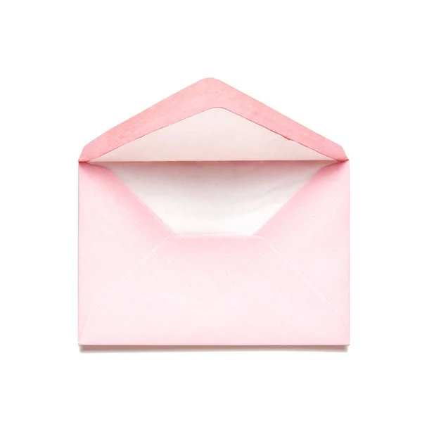 Envelope Rosa Claro Isolado Fundo Branco Objeto Com Caminho Recorte — Fotografia de Stock