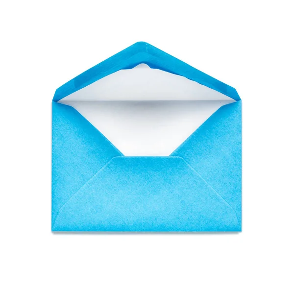 Blauwe Envelop Geïsoleerd Witte Achtergrond Voorwerp Met Knippad — Stockfoto