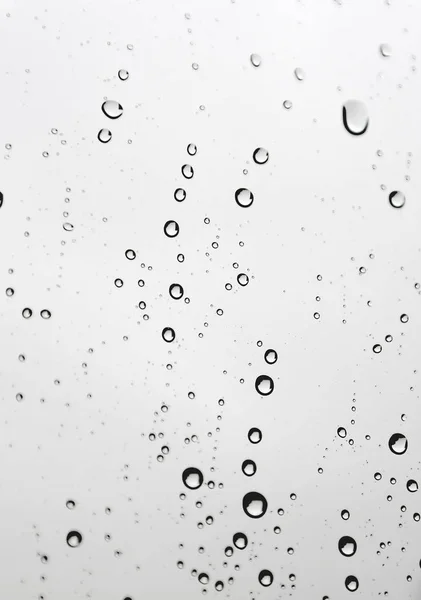 Gotas Lluvia Ventana Inclinada Vidrio Dof Poco Profundo —  Fotos de Stock