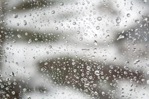 Droppar Regn Fönstret Glas Grunt Dof — Stockfoto