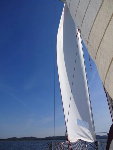 Vista Panoramica Dei Dettagli Barca Vela — Foto Stock