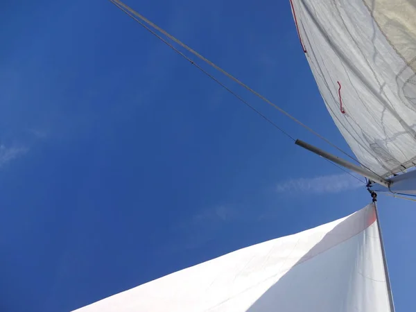 Vista Panorâmica Dos Detalhes Barco Vela — Fotografia de Stock