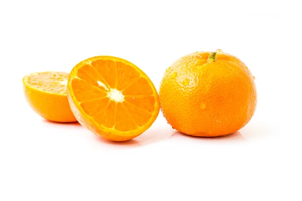 Snijd Sinaasappelfruit Witte Achtergrond — Stockfoto