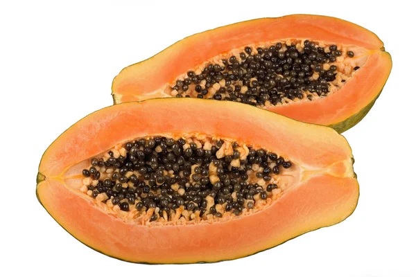 Papaya Halves Isolated White Background — Stock Photo, Image