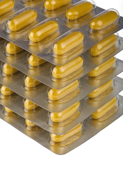 Förpackningar Med Piller Staplade — Stockfoto