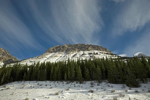 Vetta Innevata Sulle Montagne Rocciose — Foto Stock